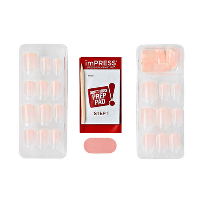 imPRESS Bare French Press On Nails, No Glue Needed, White Tips, Short Square, 30 Ct.