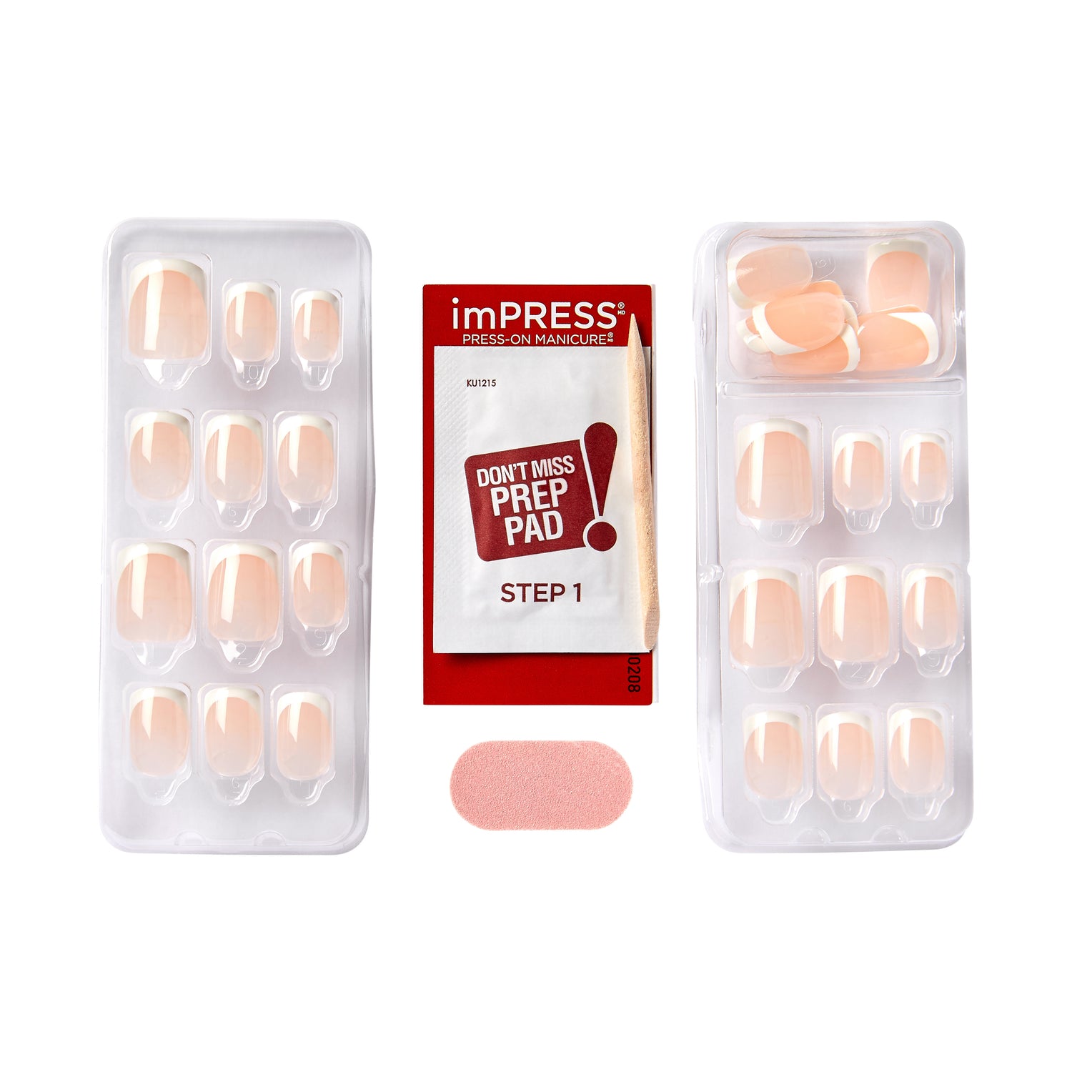 imPRESS Classic French Press On Nails, No Glue Needed, White Tips, Short Square, 30 Ct.