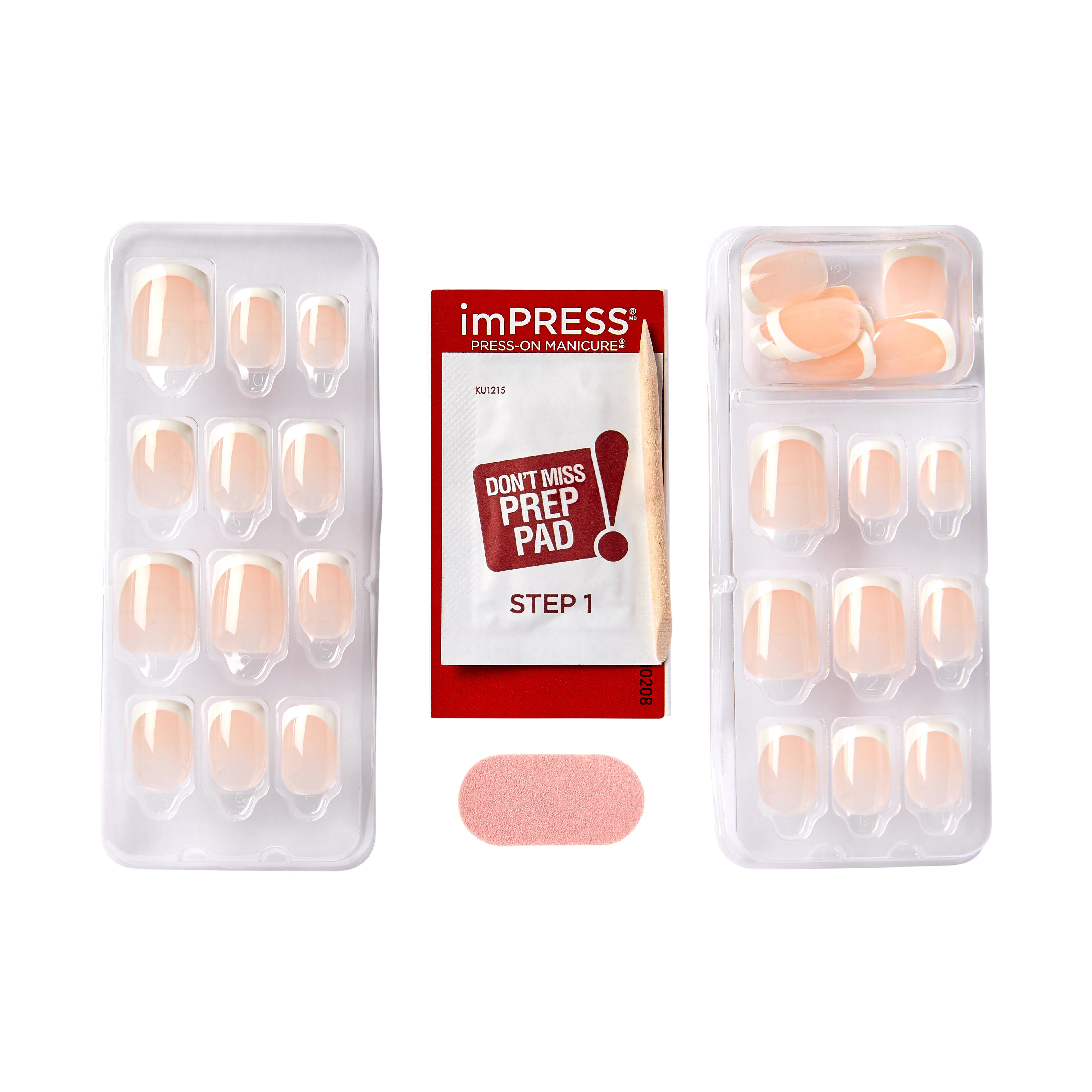 imPRESS Classic French Press On Nails, No Glue Needed, White Tips, Short Square, 30 Ct.