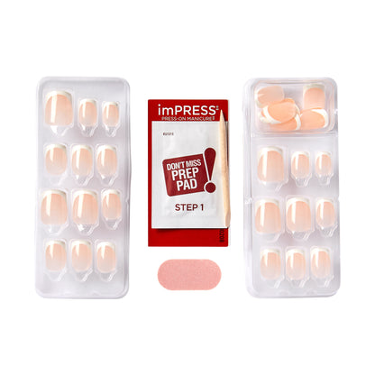imPRESS Classic French Press On Nails, No Glue Needed, White Tips, Short Square, 30 Ct.
