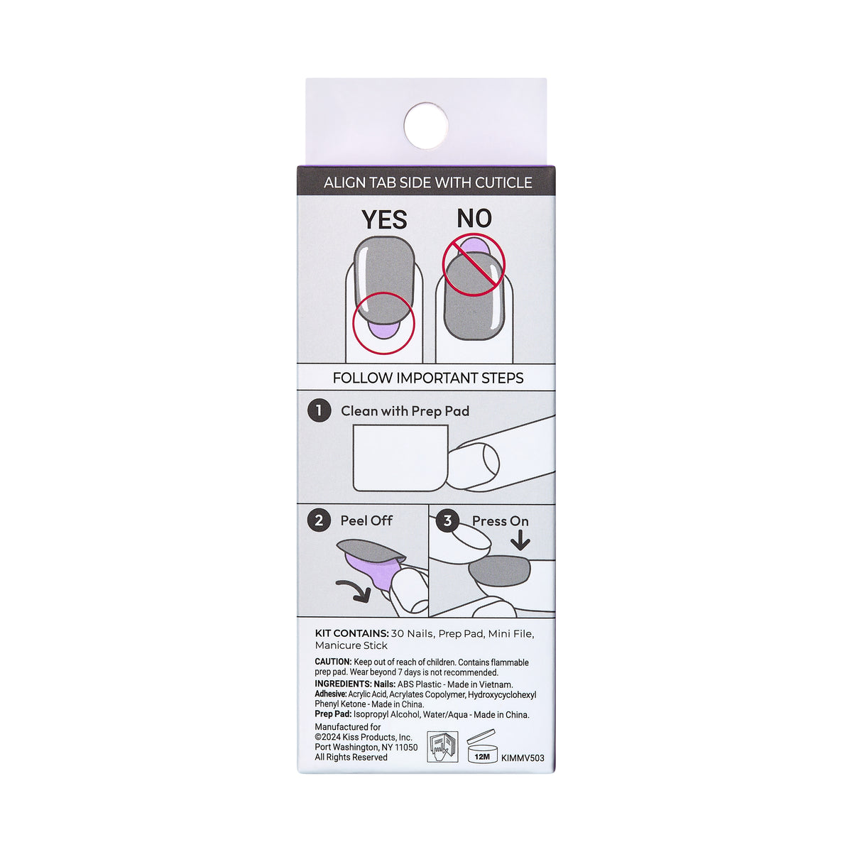 KISS imPRESS French Tip Press On Nails, ‘Chic French ‘, White, Short Squoval, 30 Count