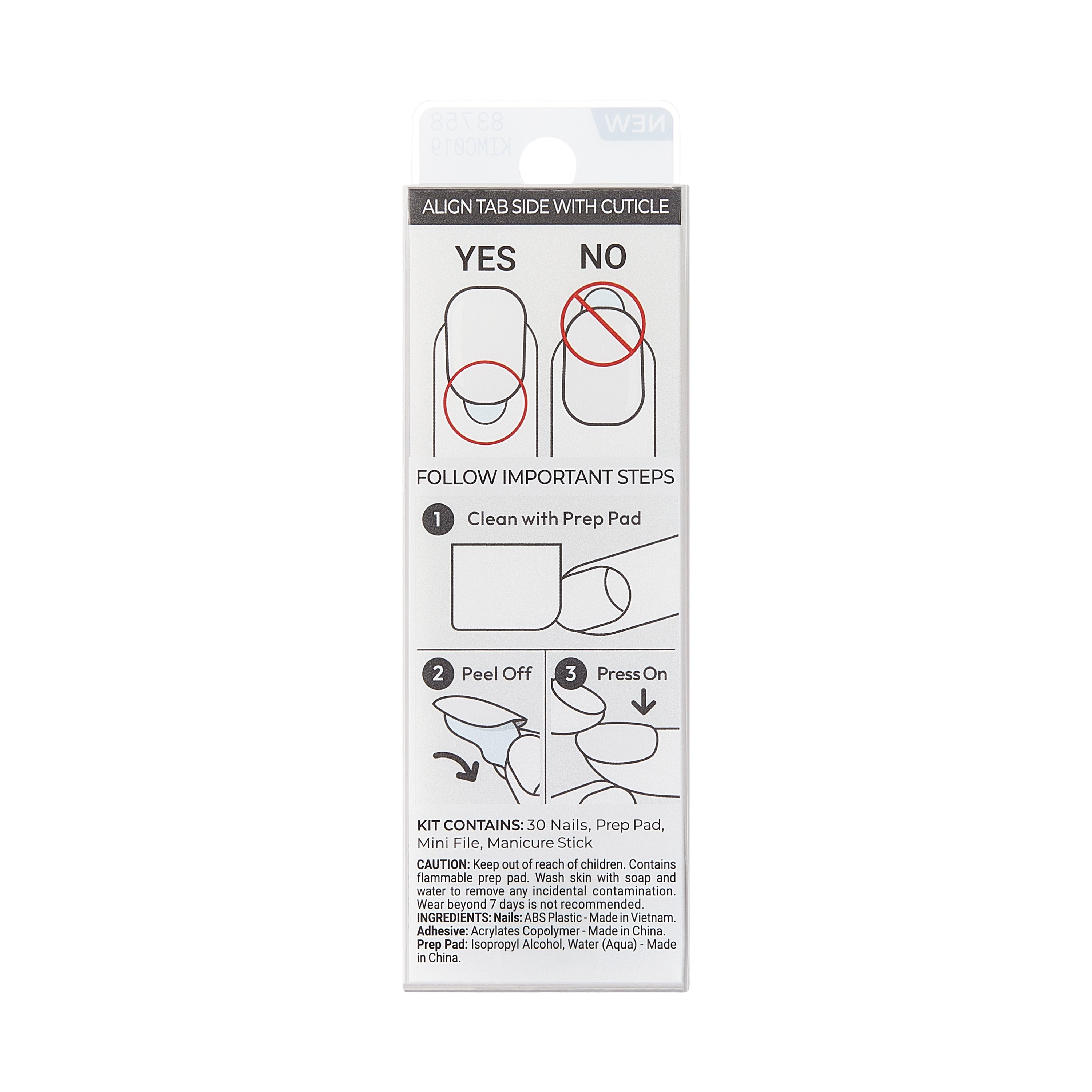 imPRESS Color Press On Nails, No Glue Needed, White, Short Squoval, 30 Ct.