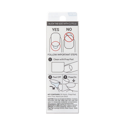 imPRESS Color Press On Nails, No Glue Needed, White, Short Squoval, 30 Ct.