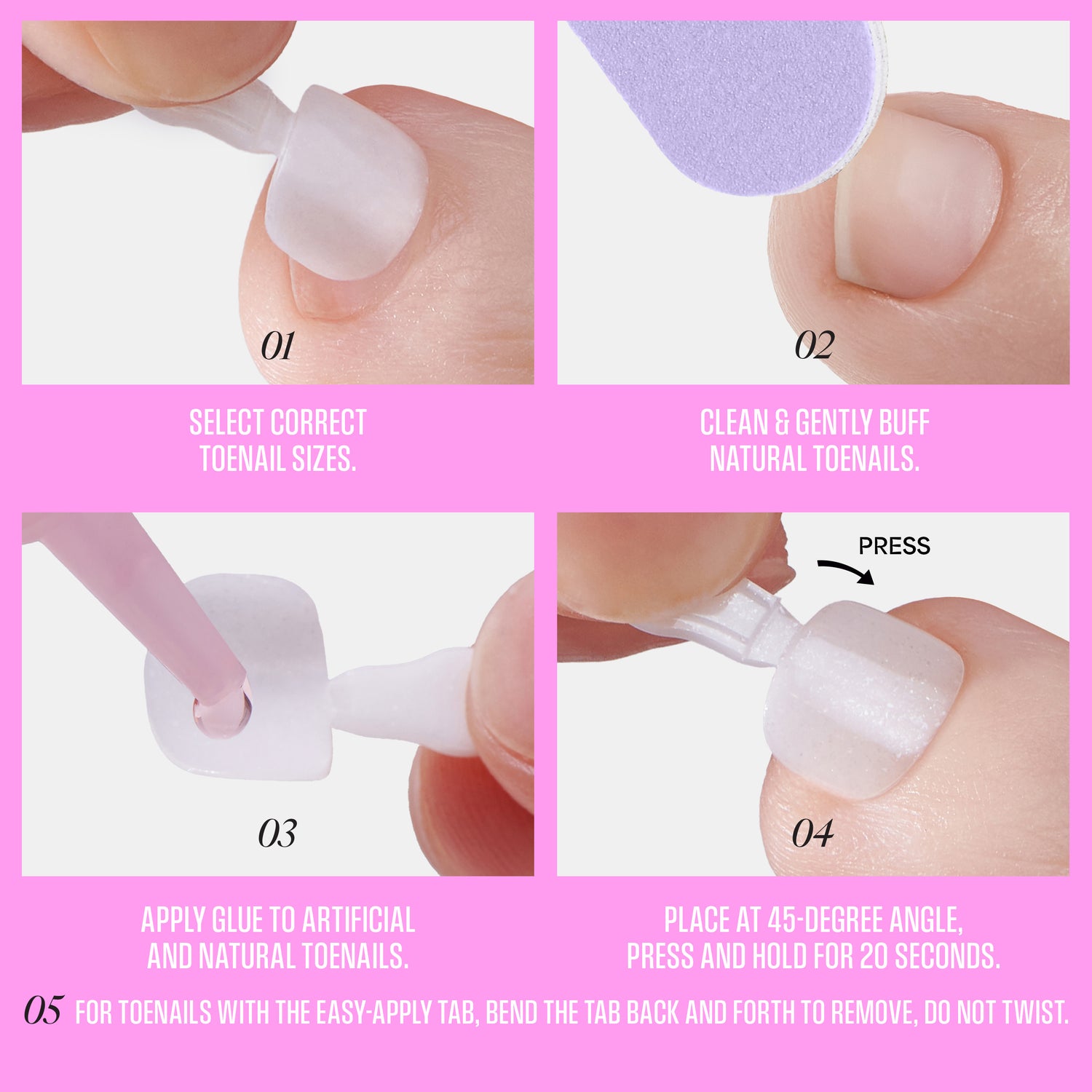KISS GLAM Press On Toenails, ‘Twinkle Toes’, White, 26 Count