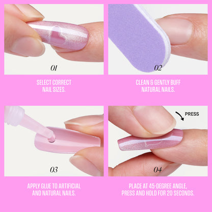 KISS GLAM Embellished Press On Nails, ‘One n Only’, Pink, Short Round, 32 Count