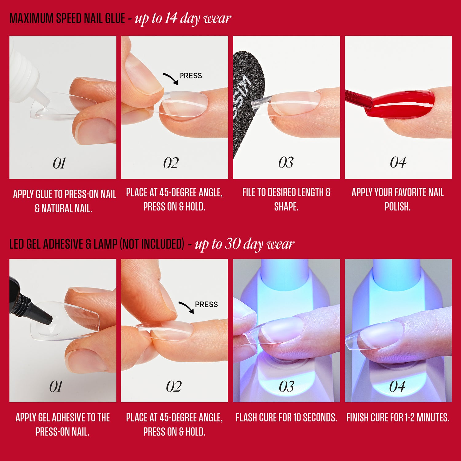 KISS Professional Full Cover Press On Nails, &