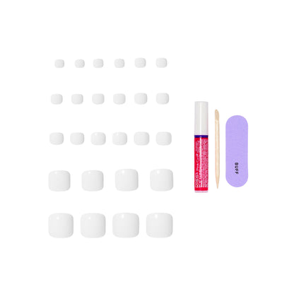 KISS CORE Color Press On Toenails, ‘Toe-tally Yours’, White, 26 Count