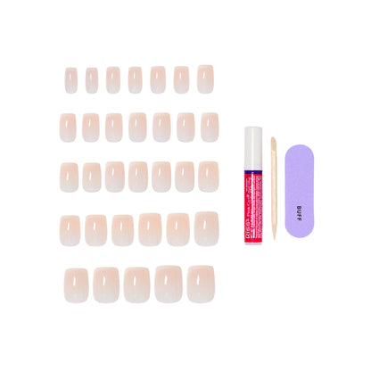 KISS CORE French Tip Press On Nails, ‘My Darling’, White, Short Squoval, 32 Count