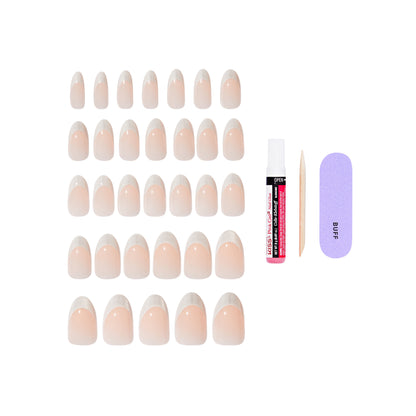 KISS CORE Magnetic Press On Nails Almond, ‘Patchouli’, Silver, Medium Length, 32 Count