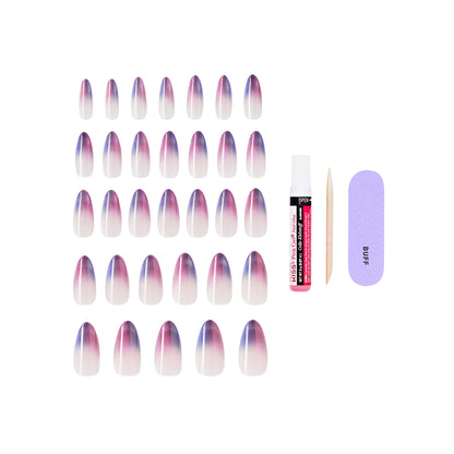 KISS CORE Magnetic Press On Nails, ‘Twinkling Stars’, Purple, Long Round, 32 Count