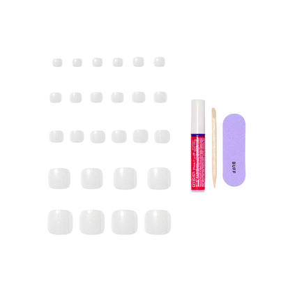 KISS GLAM Press On Toenails, ‘Twinkle Toes’, White, 26 Count