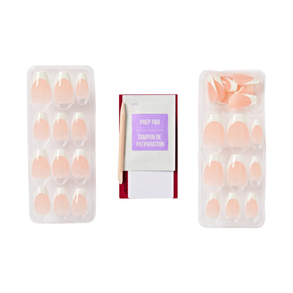 imPRESS Classic French Press On Nails, No Glue Needed, White Tips, Medium Coffin, 30 Ct.