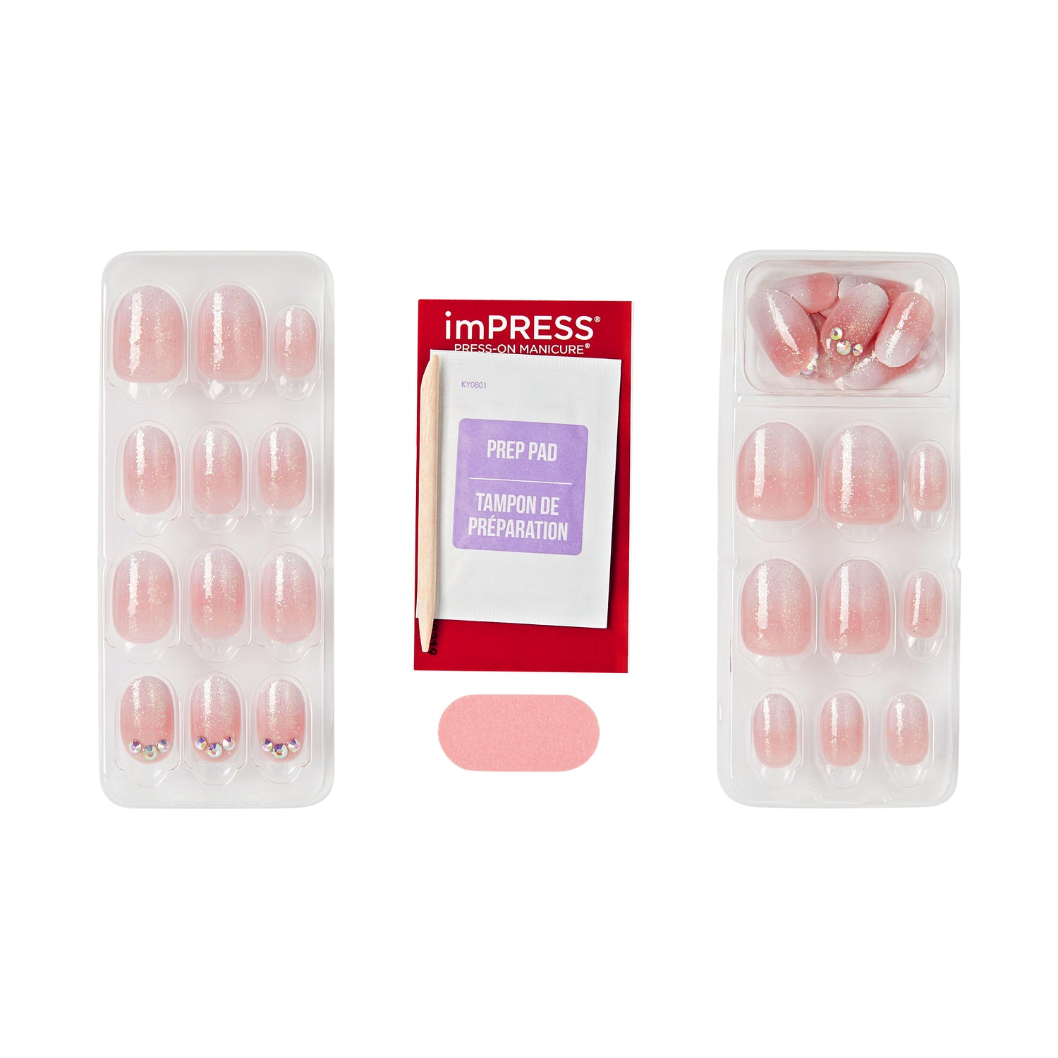 KISS imPRESS Press On Nails, ‘Even Better’, Pink, Short Oval, 30 Count