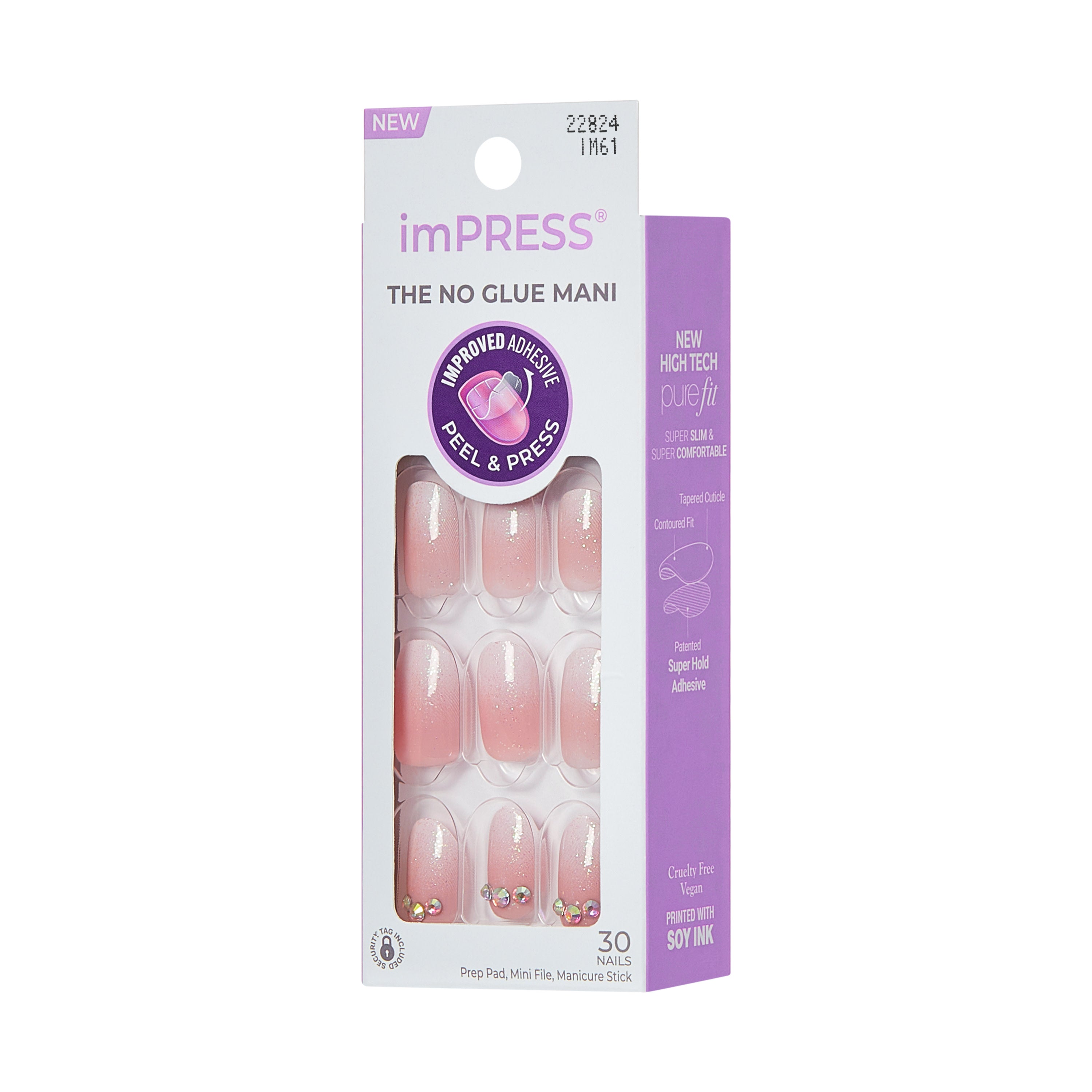 KISS imPRESS Press On Nails, ‘Even Better’, Pink, Short Oval, 30 Count