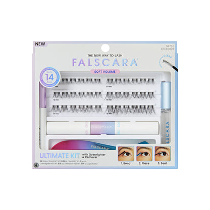 KISS FALSCARA False Eyelashes Ultimate Lash Extension Kit, Classic Wispy, 36 Lash Clusters