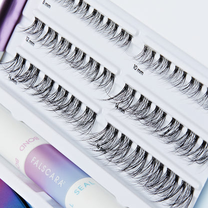 KISS FALSCARA False Eyelashes Ultimate Lash Extension Kit, Classic Wispy, 36 Lash Clusters