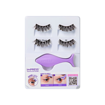 KISS imPRESS Pre-Glued Strip Lashes Kit, Classic Volume, 2 Pair Self Adhesive Eyelashes