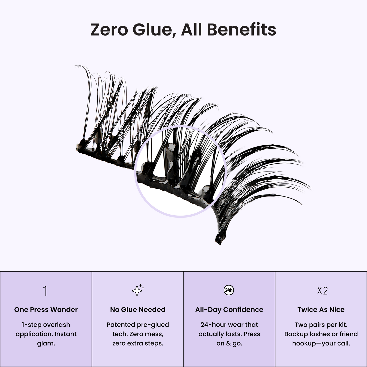 KISS imPRESS Pre-Glued Strip Lashes Kit, Classic Volume, 2 Pair Self Adhesive Eyelashes