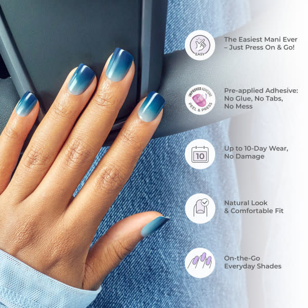 imPRESS Color Press On Nails, No Glue Needed, White, Short Squoval, 30 Ct.